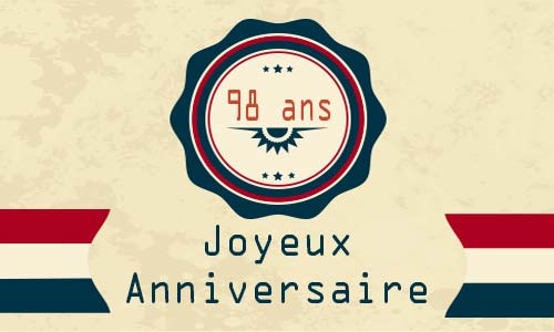Carte anniversaire homme 98 ans france
