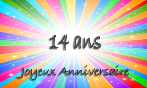 Carte anniversaire humour 14 ans multicolor
