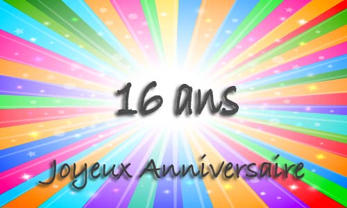 Carte anniversaire humour 16 ans multicolor