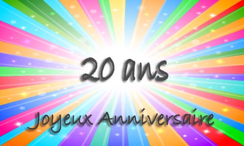 Carte anniversaire humour 20 ans multicolor