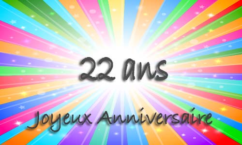 Carte anniversaire humour 22 ans multicolor