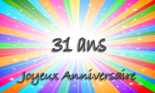 Carte anniversaire humour 31 ans multicolor