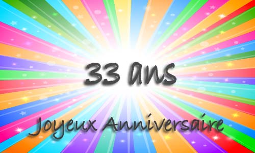 Carte anniversaire humour 33 ans multicolor