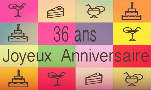 Carte anniversaire humour 36 ans carre multicolor