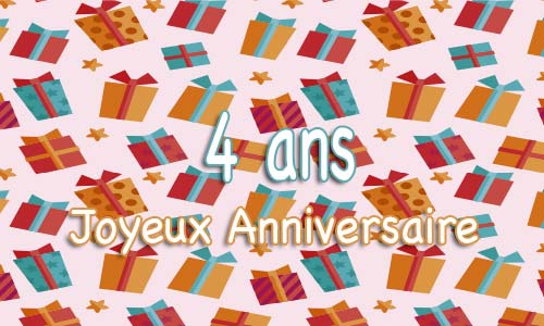 Carte anniversaire humour 4 ans multicadeau