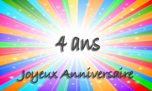 Carte anniversaire humour 4 ans multicolor