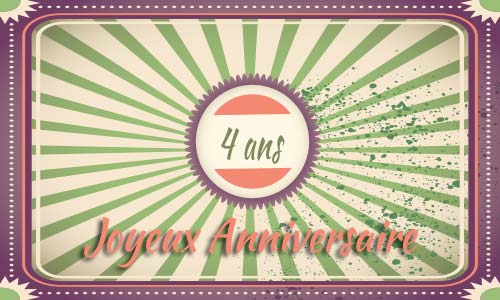 Carte anniversaire humour 4 ans retro poster