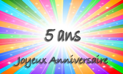 Carte anniversaire humour 5 ans multicolor