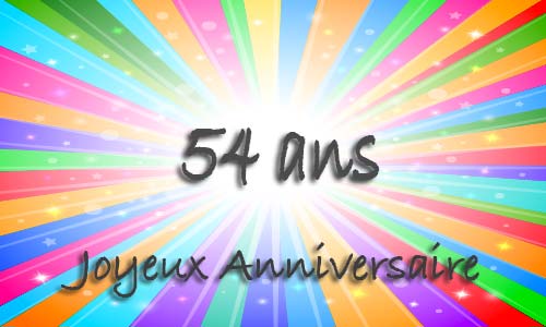 Carte anniversaire humour 54 ans multicolor