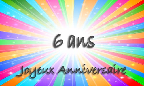Carte anniversaire humour 6 ans multicolor