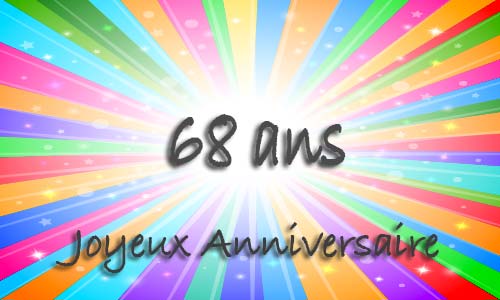 Carte anniversaire humour 68 ans multicolor