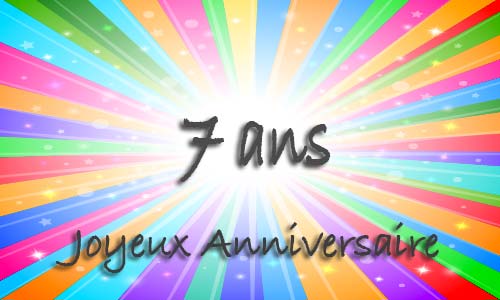Carte anniversaire humour 7 ans multicolor
