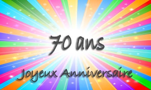 Carte anniversaire humour 70 ans multicolor