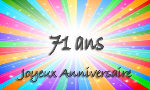 Carte anniversaire humour 71 ans multicolor
