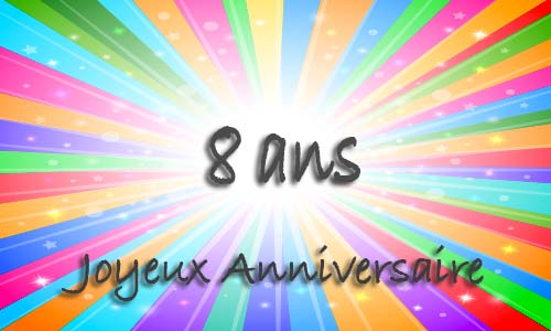Carte anniversaire humour 8 ans multicolor