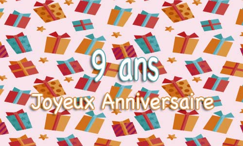 Carte anniversaire humour 9 ans multicadeau