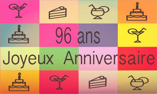 Carte anniversaire humour 96 ans carre multicolor