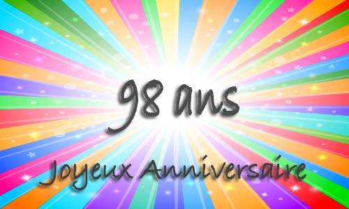 Carte anniversaire humour 98 ans multicolor