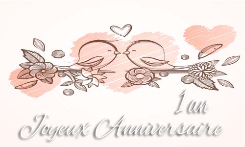 Carte anniversaire mariage 1 an branche oiseau