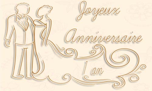 Carte anniversaire mariage 1 an robe