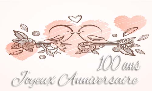 Carte anniversaire mariage 100 ans branche oiseau