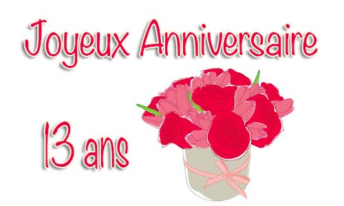 Carte anniversaire mariage 13 ans bouquet