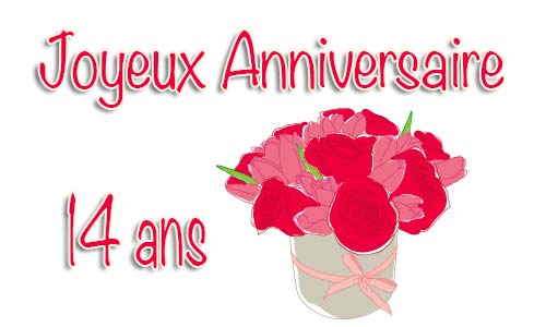 Carte anniversaire mariage 14 ans bouquet