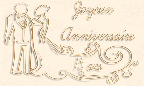 Carte anniversaire mariage 15 ans robe