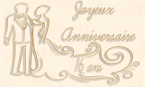 Carte anniversaire mariage 16 ans robe