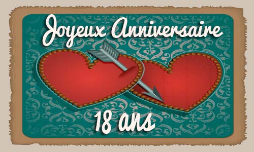 Carte anniversaire mariage 18 ans coeur fleche