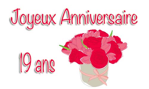 Carte anniversaire mariage 19 ans bouquet