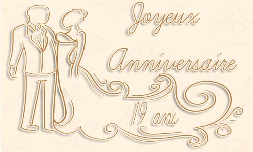 Carte anniversaire mariage 19 ans robe