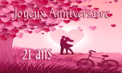 Carte anniversaire mariage 21 ans arbre velo