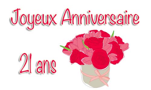 Carte anniversaire mariage 21 ans bouquet