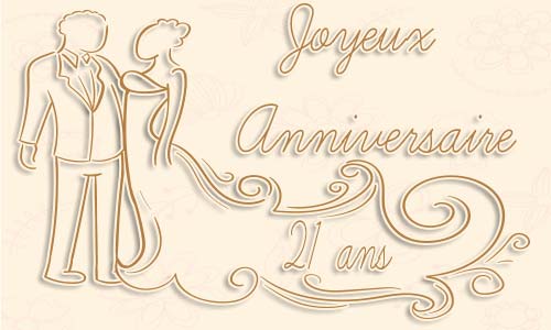 Carte anniversaire mariage 21 ans robe