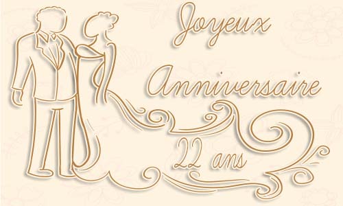 Carte anniversaire mariage 22 ans robe